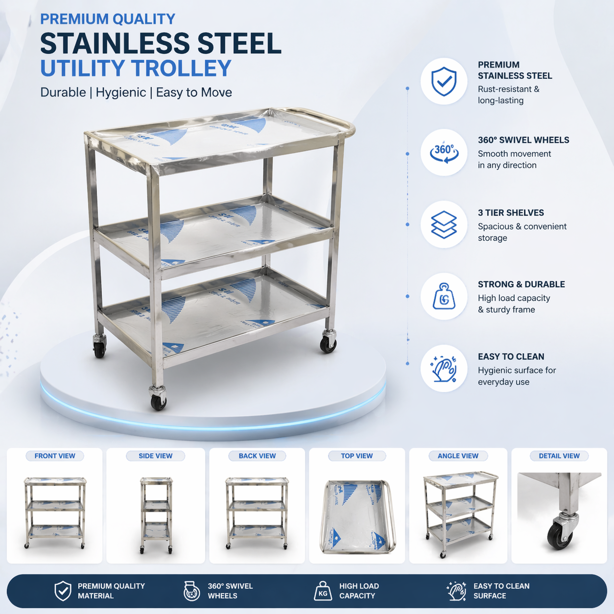 Instrument Trolley (18/28 inch 3 self)